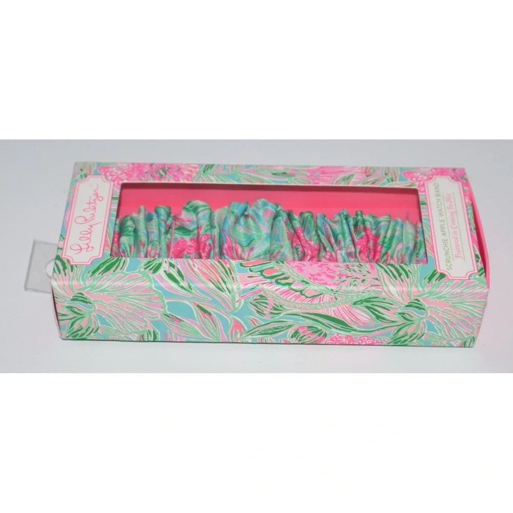 LILLY PULITZER Scrunchie Pink Green Blue Apple Watch Band 38 40 mm NEW